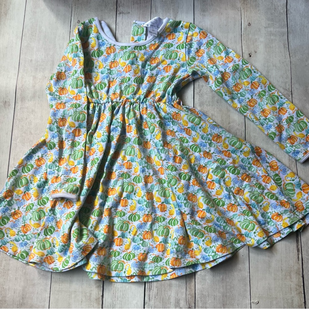 Pumpkin Mix Long Sleeve Twirl Dress by the Proper Peony